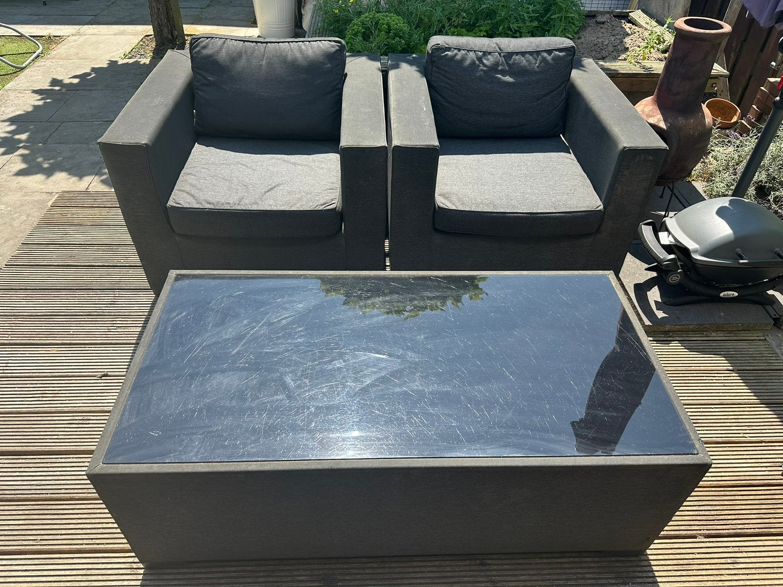 GRATIS 2 comfortabele tuin stoelen met tafel, Overige materialen, Gebruikt, Loungeset, Ophalen