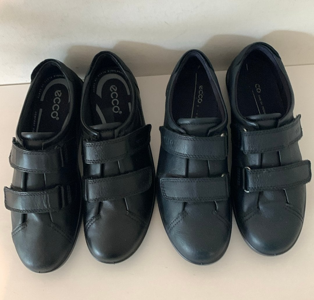 ECCO lichtgewicht leren sneakers, klittenband, maat 38, Verzenden, Zo goed als nieuw, Zwart, Sneakers of Gympen