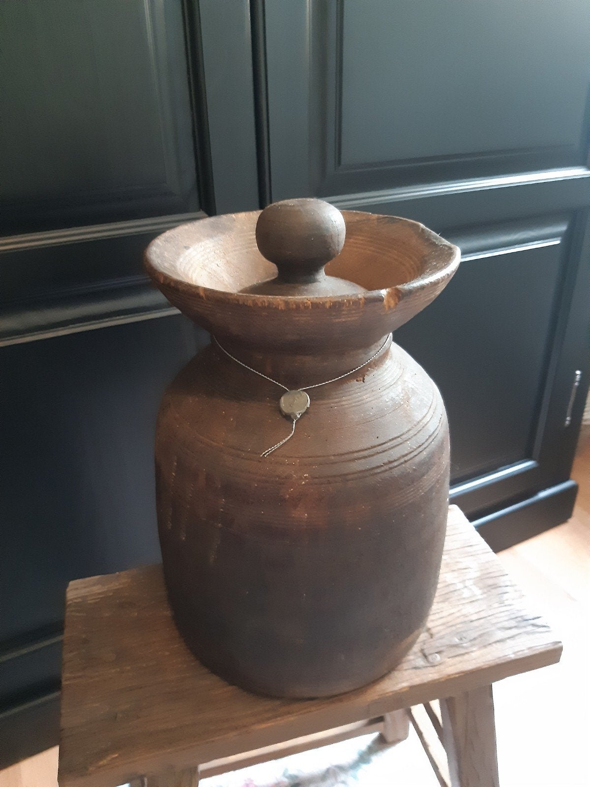 Hoffz oude nepalese pot groot, Nieuw, Ophalen of Verzenden, Hout, Bruin