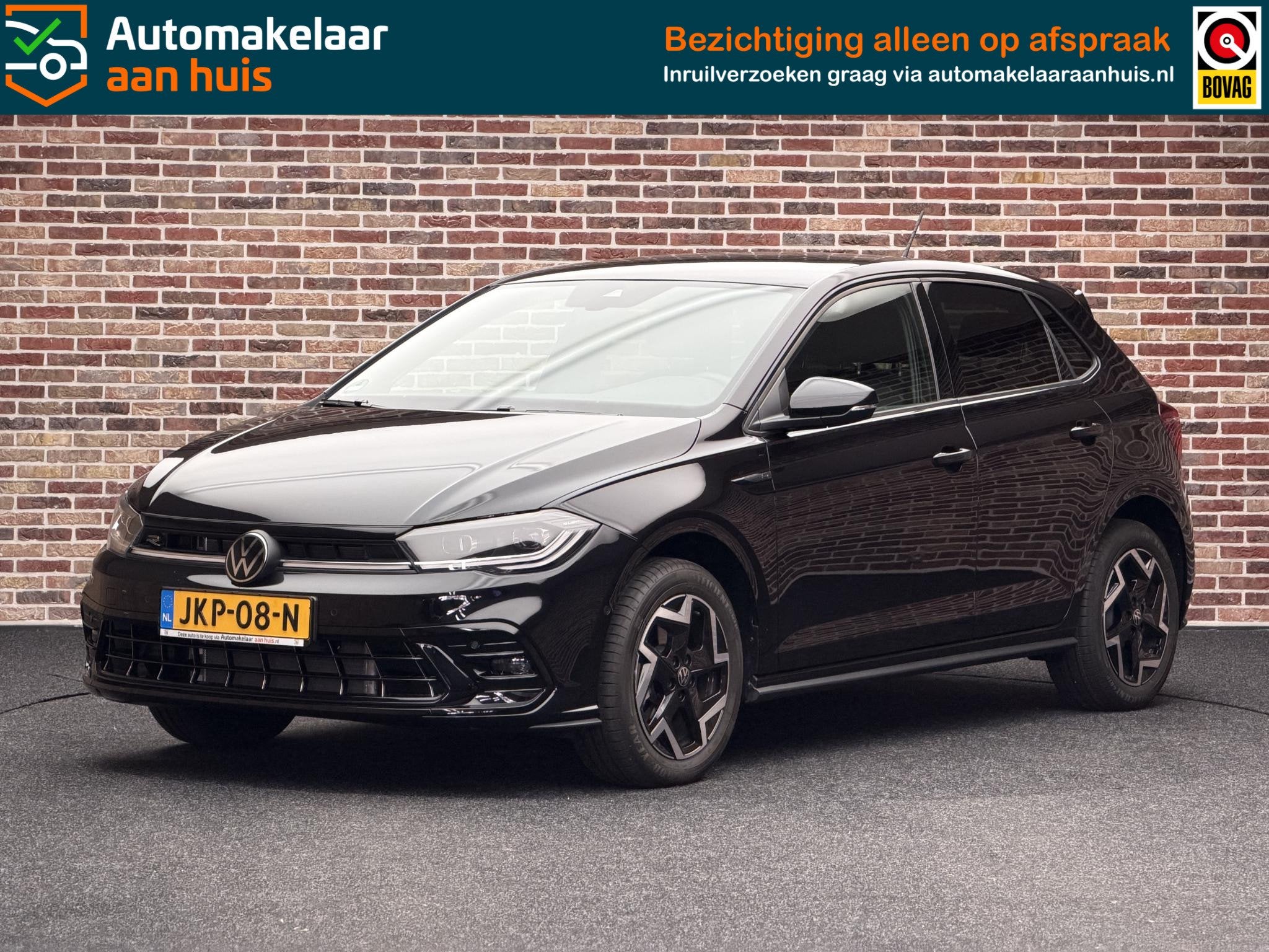Volkswagen Polo 1.0 TSI R-Line IQ VIRTUAL LED KEYLESS CAMERA, Stof, Gebruikt, Euro 6, Zwart