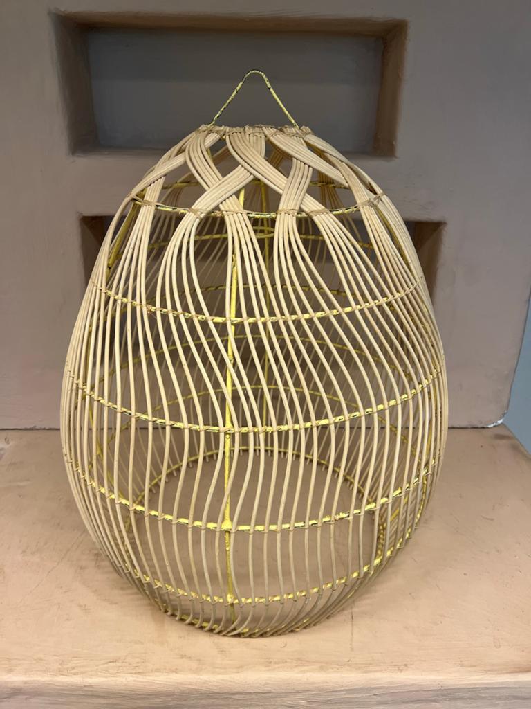 rotan lampenkap - naturel, Huis en Inrichting, Lampen | Lampenkappen, Ophalen, Gebruikt, Bohemian, 50 cm of meer