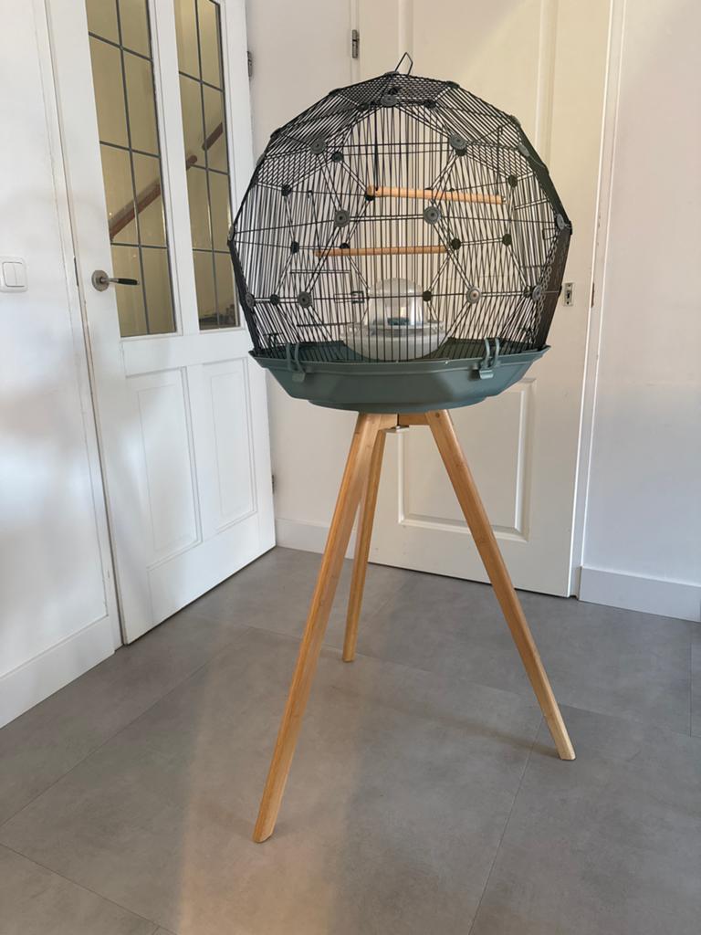 Moderne Omlet Geo Vogelkooi met standaard, Ophalen, Metaal, Vogelkooi