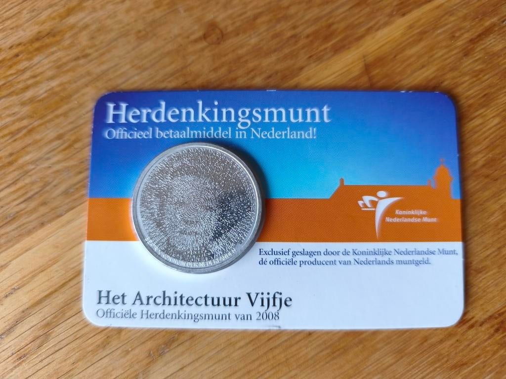 Het Architectuur Vijfje Herdenkingsmunt, Ophalen of Verzenden, Koningin Beatrix, Euro's