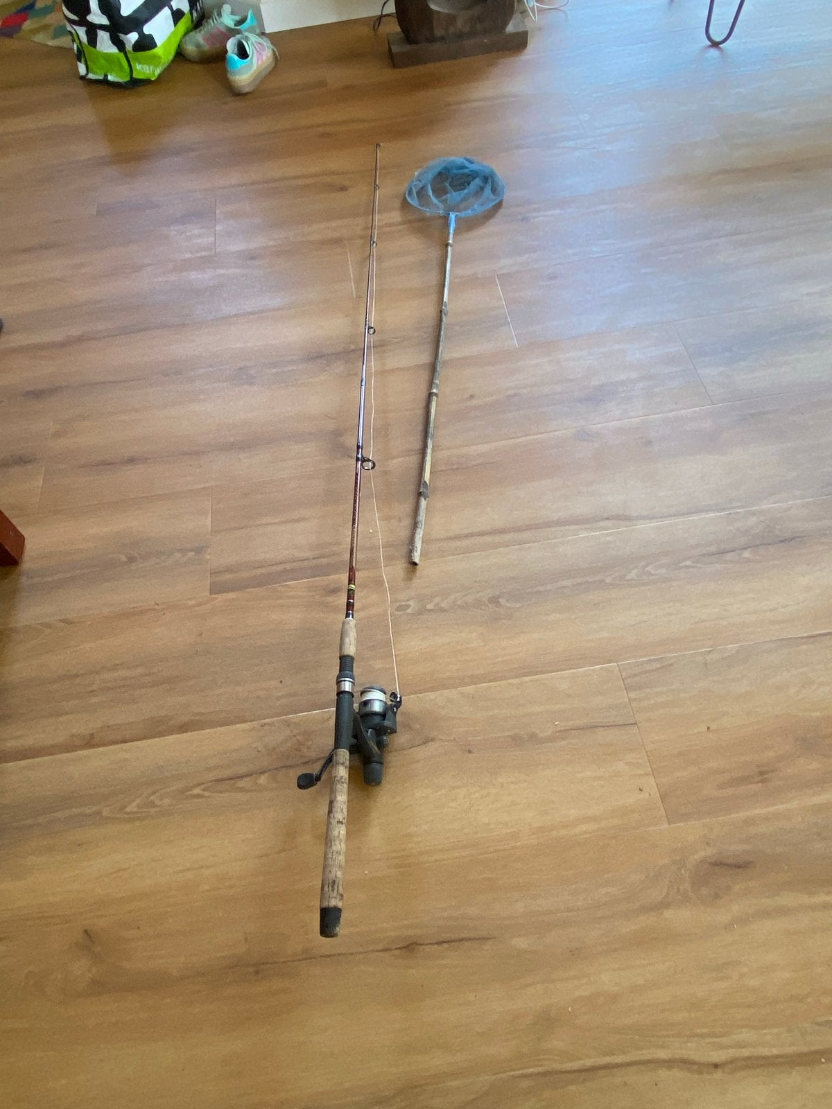 Vishengel met molen en schepnet, Watersport en Boten, Ophalen, Gebruikt, Werphengel