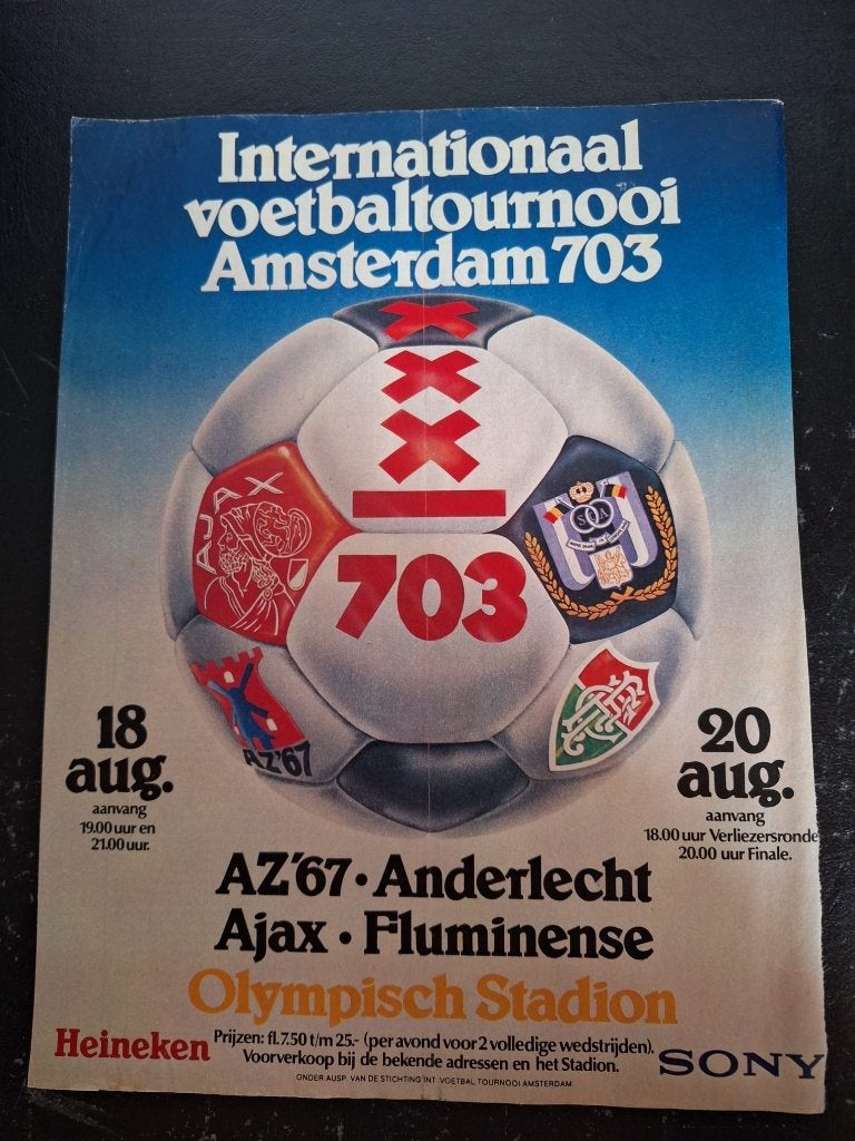 Oud affiche Ajax Internationaal Toernooi (703), Ophalen of Verzenden, Gebruikt, Ajax, Poster, Plaatje of Sticker