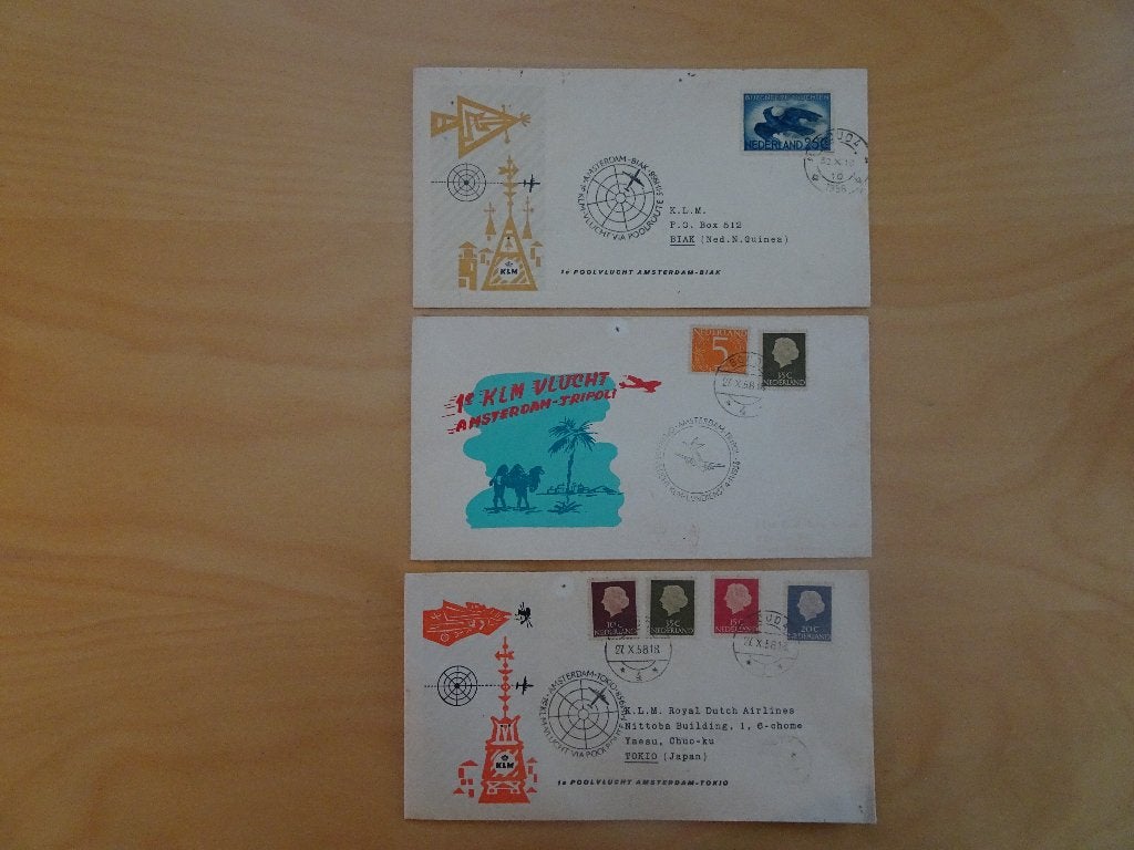 KLM vluchten (3 ffc's), Ophalen of Verzenden, Envelop