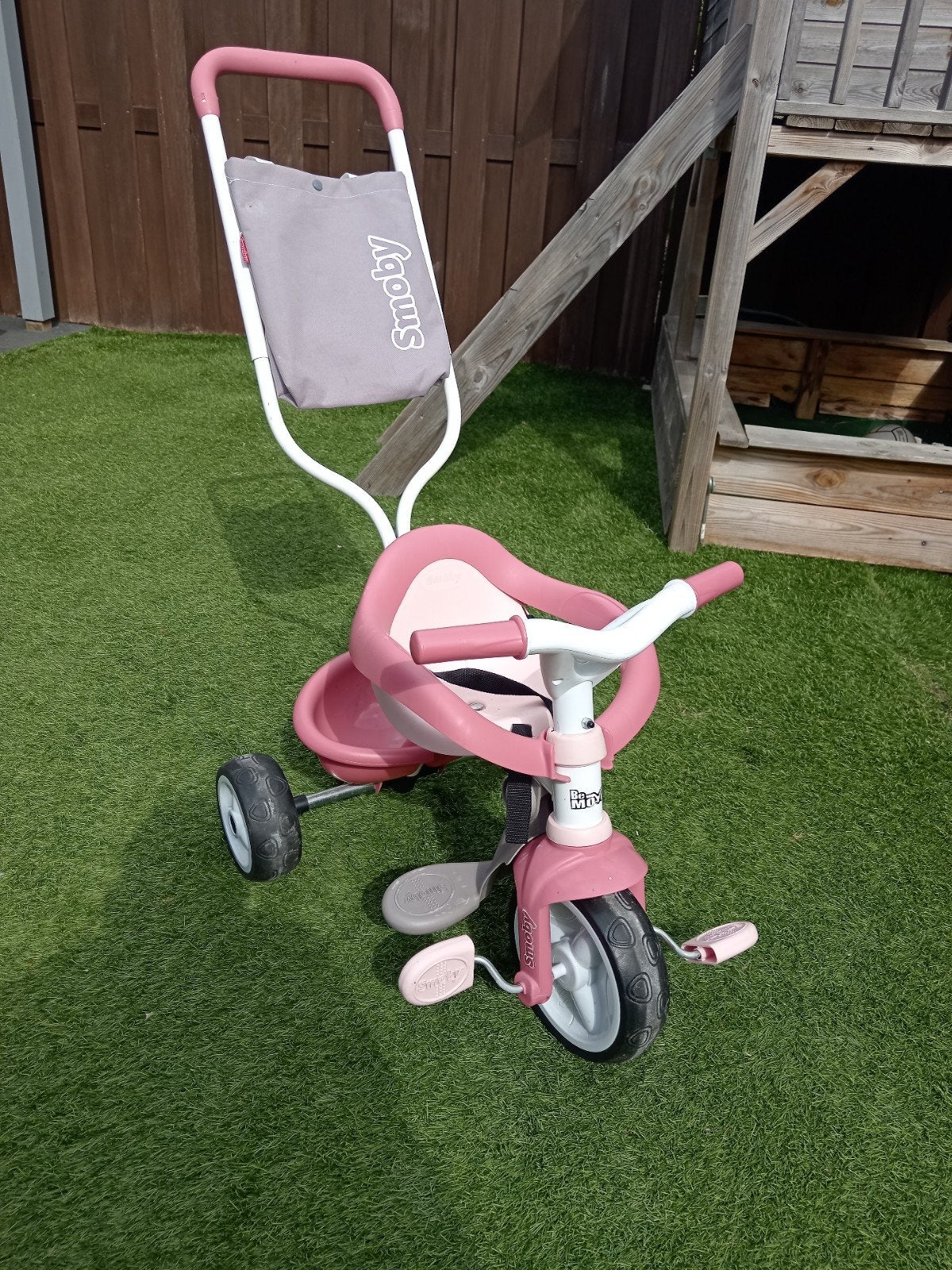 Smoby Driewieler met Duwstang - Roze, Ophalen, Gebruikt, Smoby, Duwstang