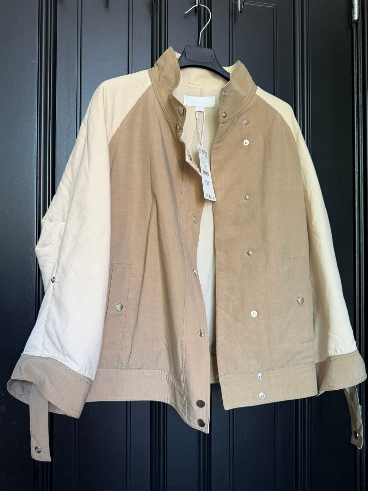 Zara bomberjack met pofmouwen in bruin en beige., Ophalen of Verzenden, Nieuw, Maat 42/44 (L), Bruin