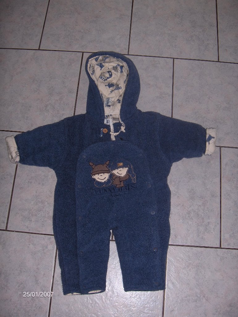 Warm dik blauw gevoerd wagenpak pak BEBEBIBO 74 nieuwstaat, Overige typen, Ophalen of Verzenden, Zo goed als nieuw, Bebebibo