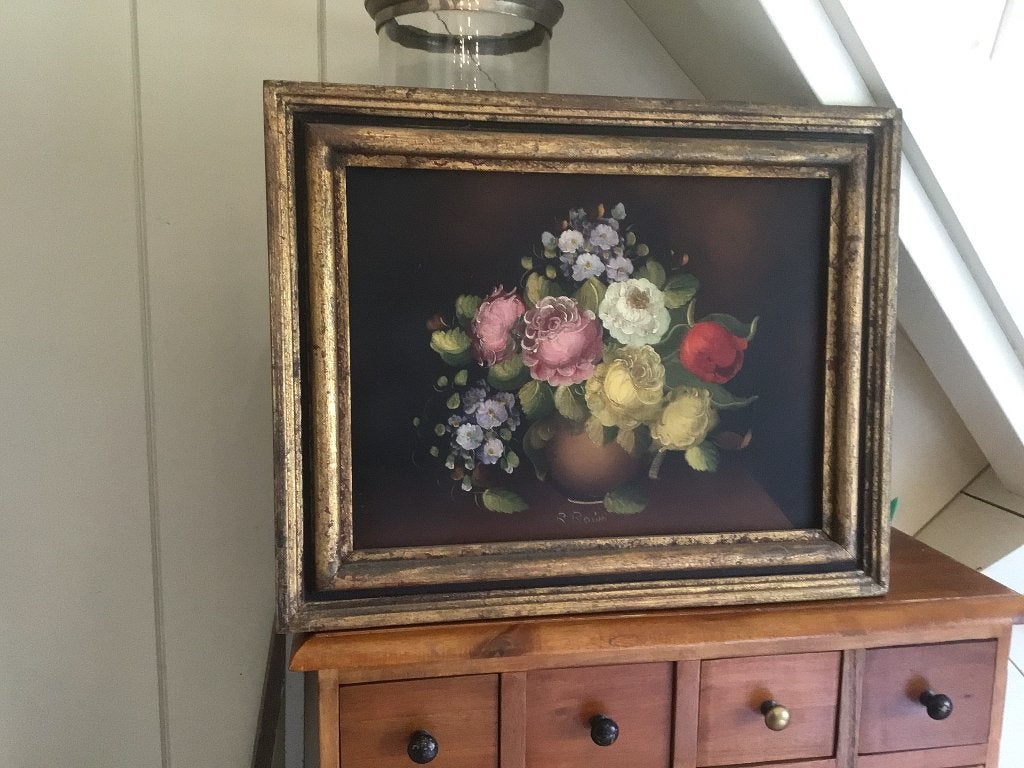 Antiek bloemen schilderij, Antiek en Kunst, Kunst | Schilderijen | Klassiek, Ophalen of Verzenden, Bloemen