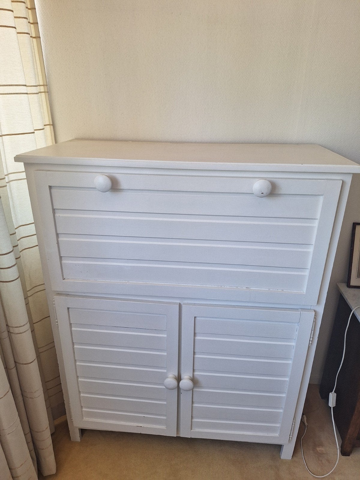 Vintage commode en kast - Wit houten meubelset, Ophalen