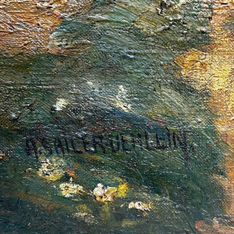 A. Sailer-Uehlein. Olieverfschilderij boerenerf, Ophalen of Verzenden