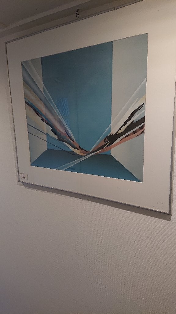 Groot abstract kunstwerk, geometrische compositie, ingelijst, Ophalen of Verzenden