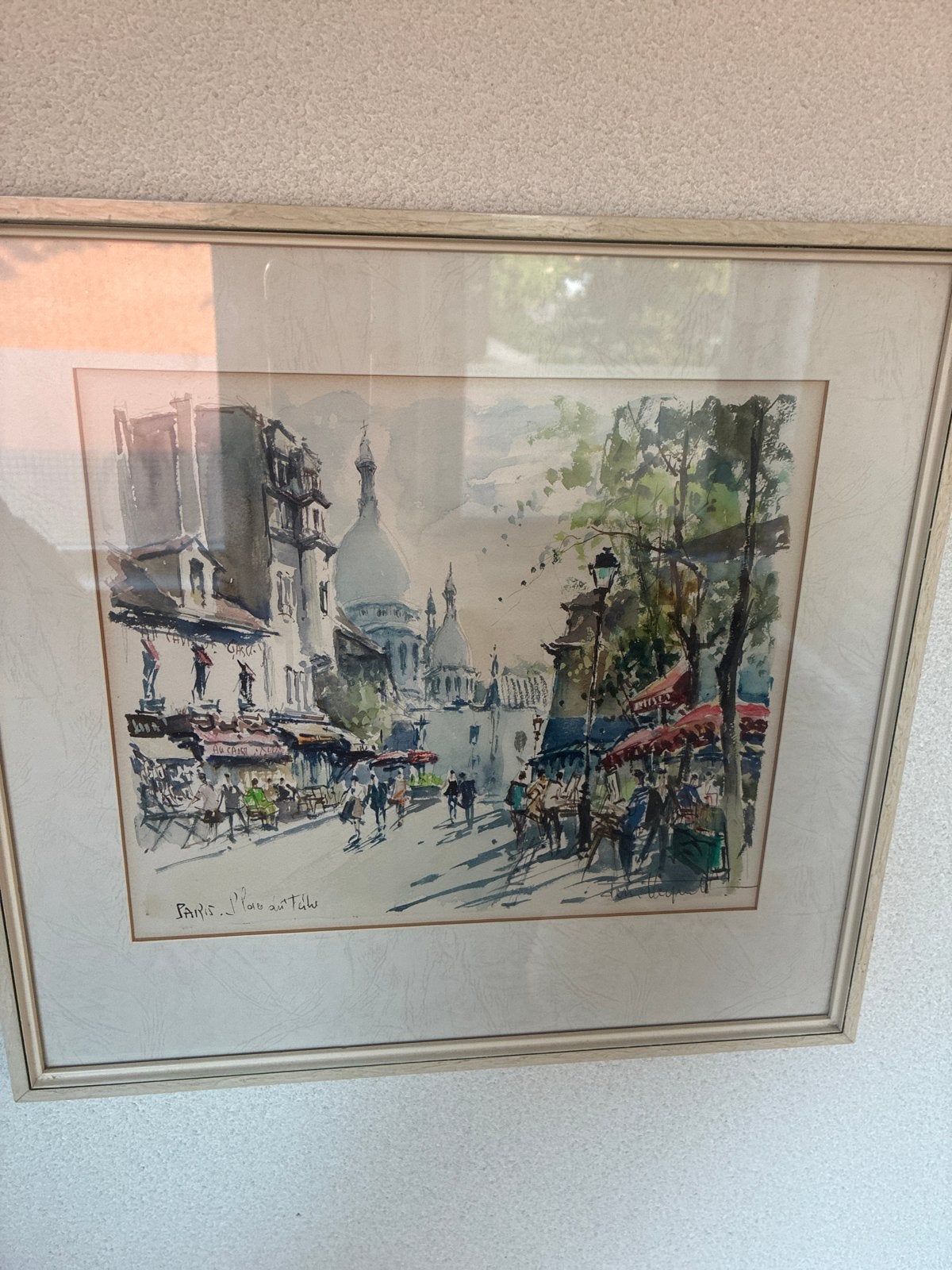 Schilderij Parijs Montmartre Sacré-Cœur aquarel, Antiek en Kunst, Kunst | Schilderijen | Klassiek, Ophalen of Verzenden