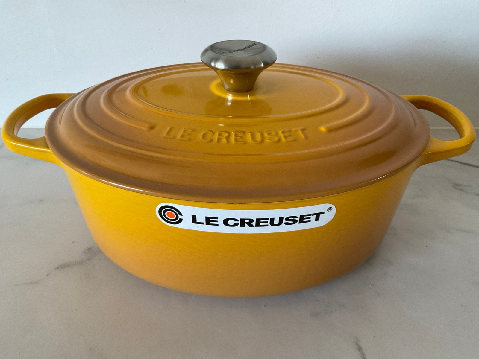 Le Creuset 29 cm ovale pan, nectar geel, 4,7 liter, nieuw, Nieuw, Le Creuset, Ophalen of Verzenden, Met deksel