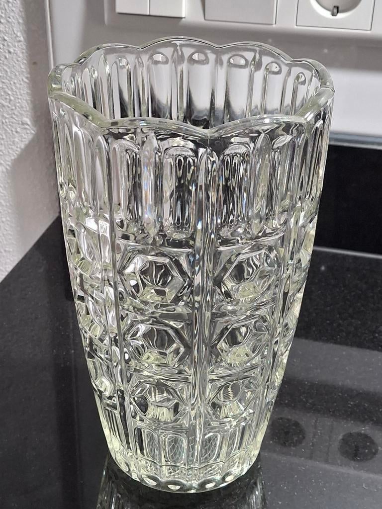 Glazen vaas met patroon, Huis en Inrichting, Woonaccessoires | Vazen, Ophalen, Overige kleuren, Minder dan 50 cm, Glas