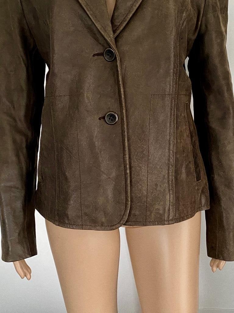 i571 echt Lams-leren jasje maat 42=L blazer colbert leer, Kleding | Dames, Bruin, Maat 42/44 (L), Ophalen of Verzenden, Zo goed als nieuw