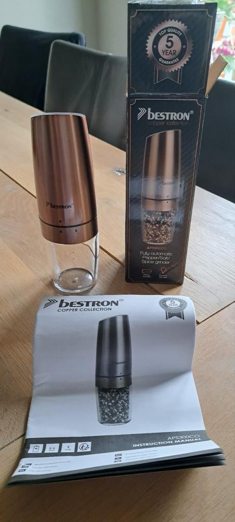 Bestron APS300CO Elektrische Peper- en Zoutmolen Koper, Overige typen, Nieuw, Ophalen of Verzenden, Metaal