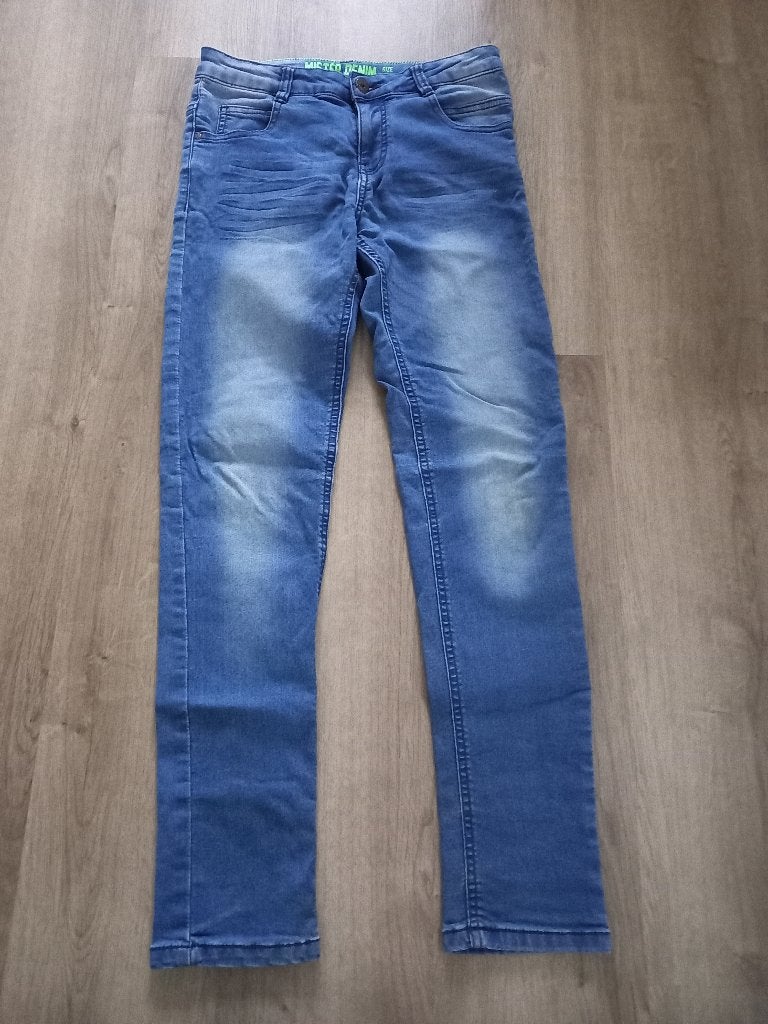 Stoere blauwe lange spijkerbroek maat 158, Broek, Ophalen of Verzenden, Zo goed als nieuw, Scapino