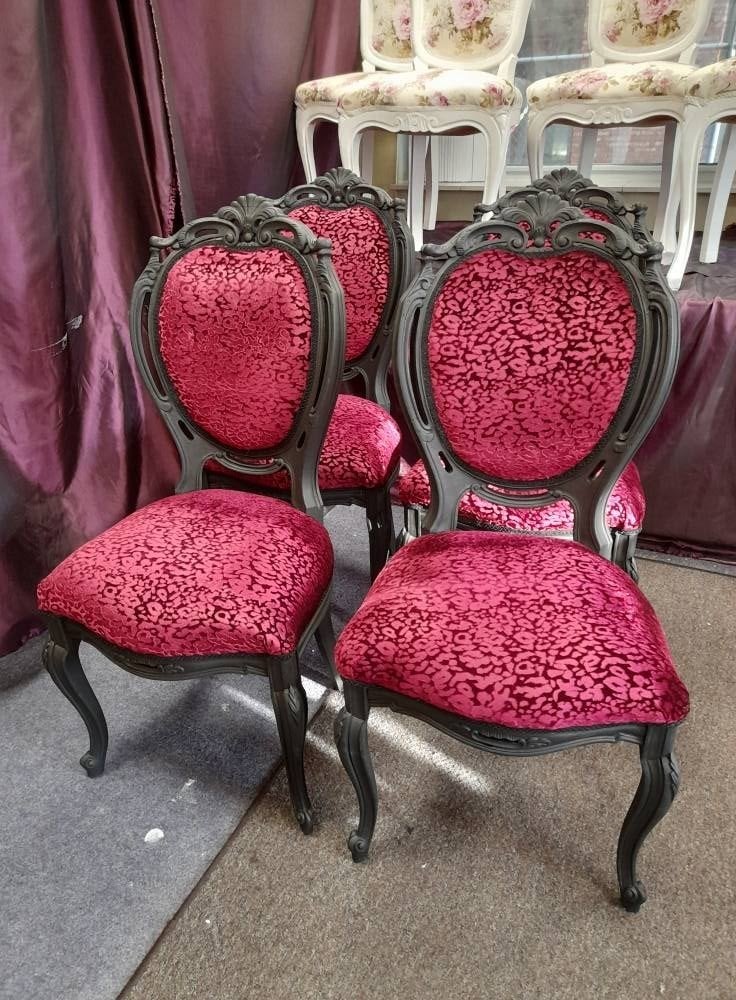 Set 4 barok stoelen opnieuw gestoffeerd, Ophalen, Zo goed als nieuw, Eén