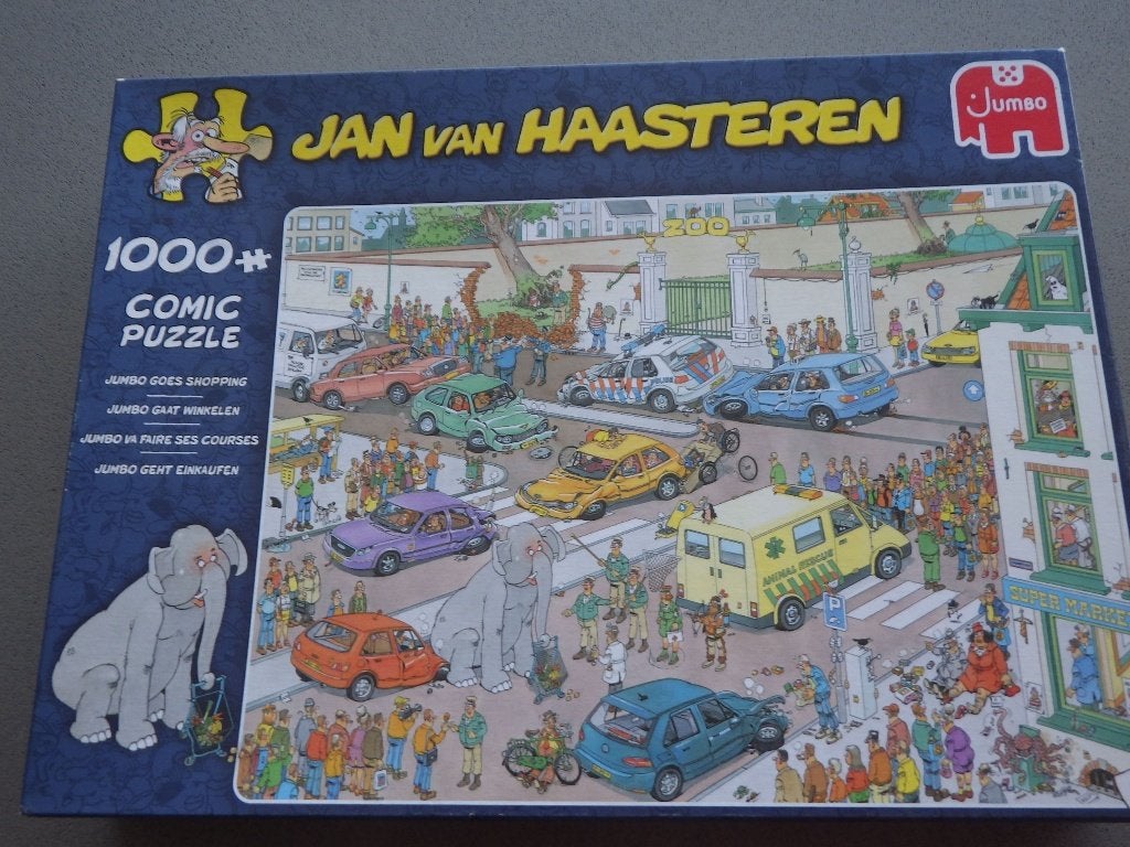 Jan van haasteren jumbo gaat winkelen, Ophalen of Verzenden, 500 t/m 1500 stukjes, Zo goed als nieuw