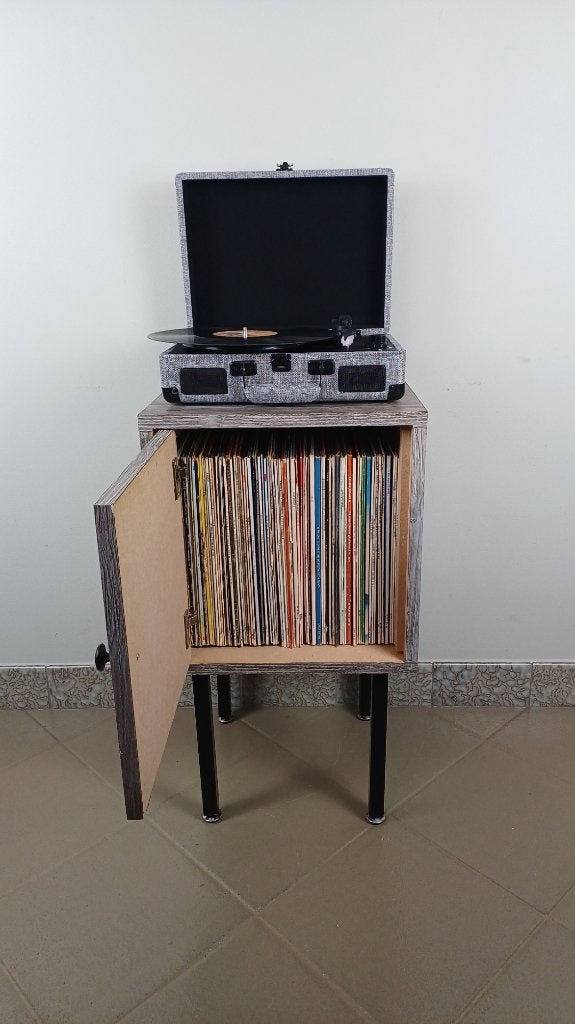 Audiomeubel platenkast platenspelerkast retro vintage hout, Ophalen, Minder dan 50 cm, Gebruikt, Retro vintage