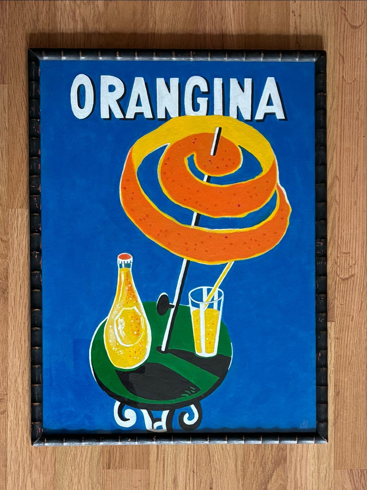 Schilderij Acryl Villemot Orangina Poster Ingelijst, Antiek en Kunst, Ophalen, Acrylverf, Overig onderwerp, Ingelijst