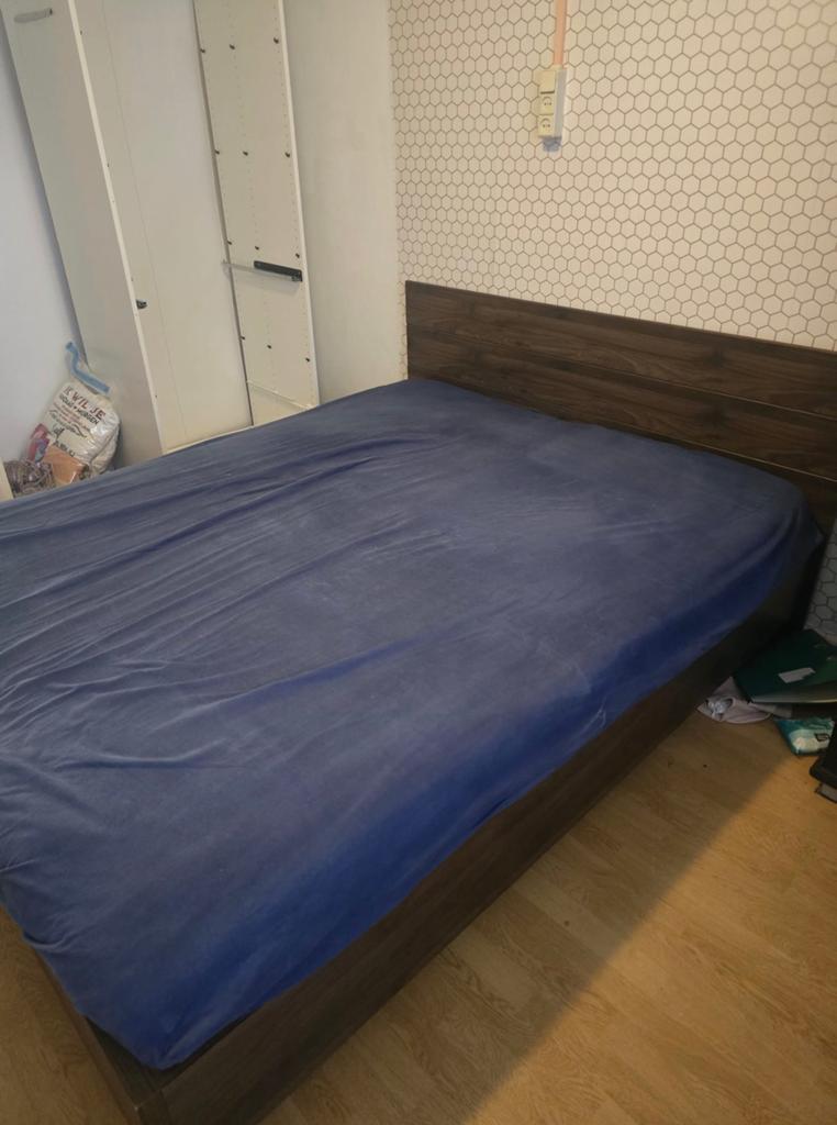 Bed twee personen 165x206, Ophalen, Tweepersoons, Hout, 140 cm