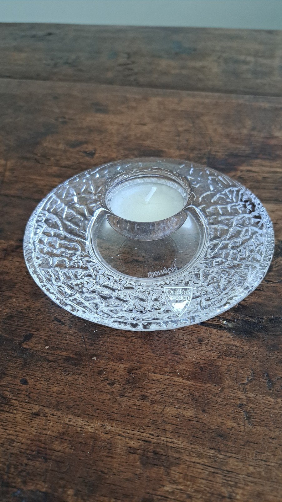 Orrefors Sweden Glazen Waxinelichthouder, Overige merken, Waxinelichthouder, Ophalen of Verzenden, Glas