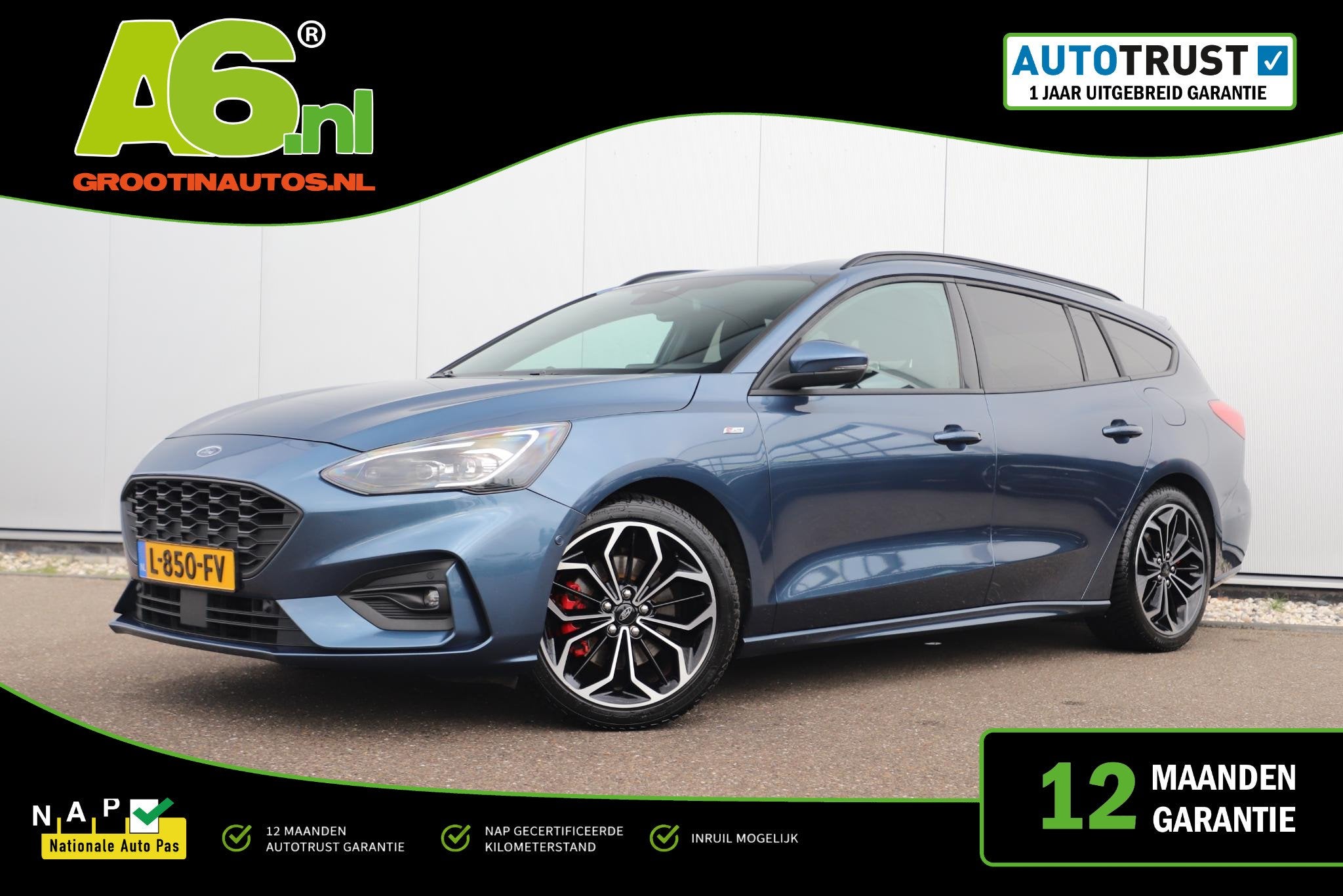 Ford Focus Wagon 1.0 EcoBoost Hybrid ST Line X Business Trek, Auto's, Gebruikt, Met garantie (alle), Blauw, Origineel Nederlands