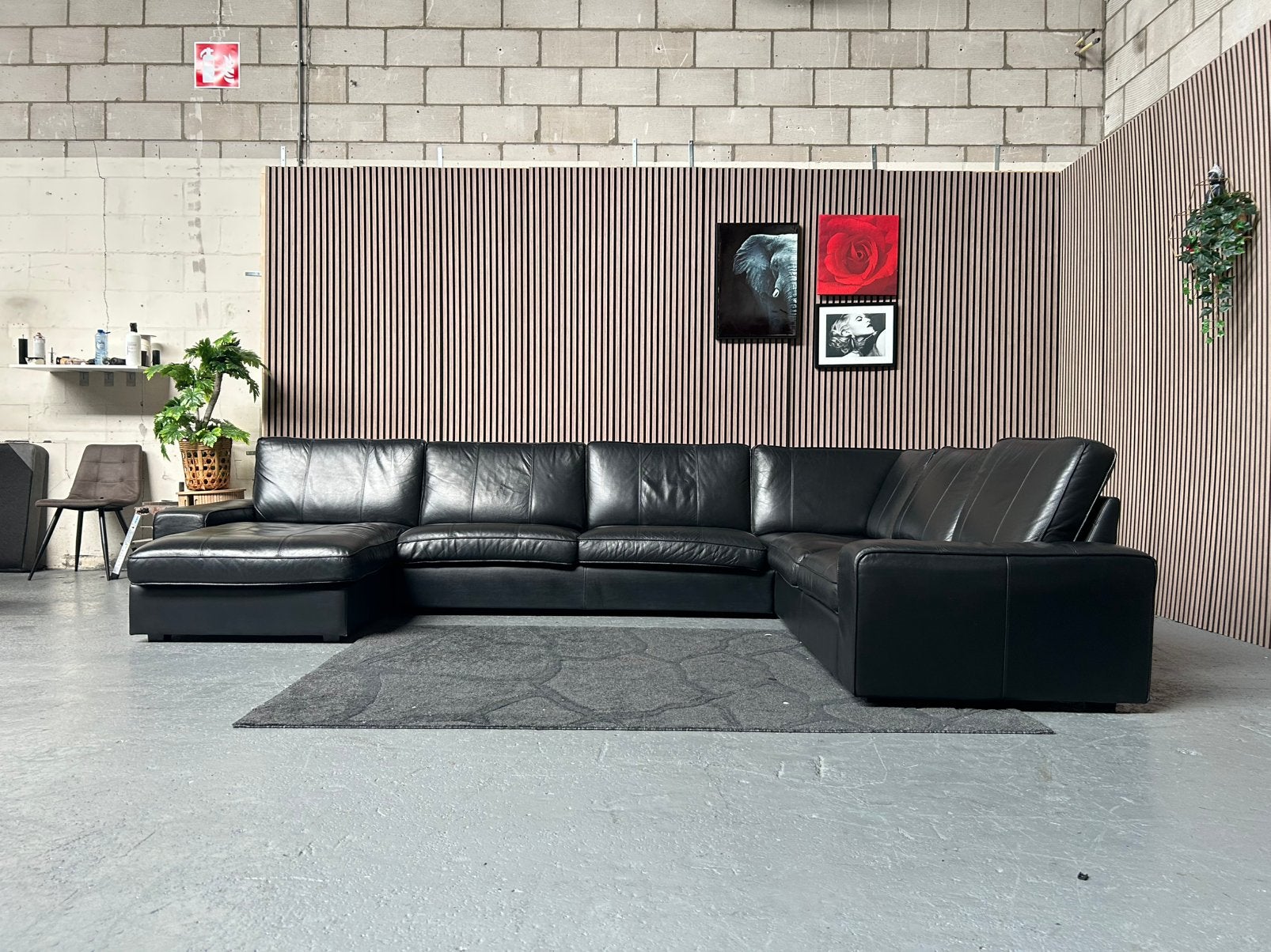 GRATIS LEVERING ZWART LEDEREN IKEA KIVIK 383X255 GEREINIGD