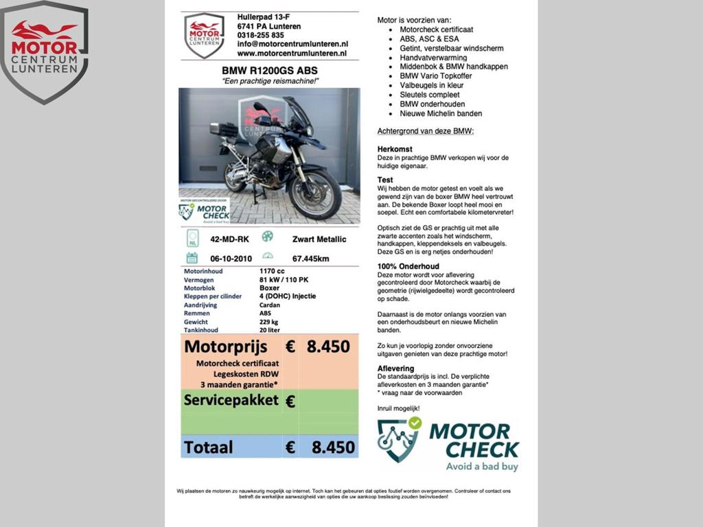BMW R1200GS Prachtige uitvoering!, 2 cilinders, Motorrijbewijs A, Bedrijf, Meer dan 35 kW