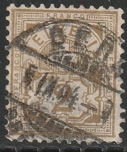 Zwitserland 1882 50 Cijfer 2c, Gest, Ophalen of Verzenden, Gestempeld