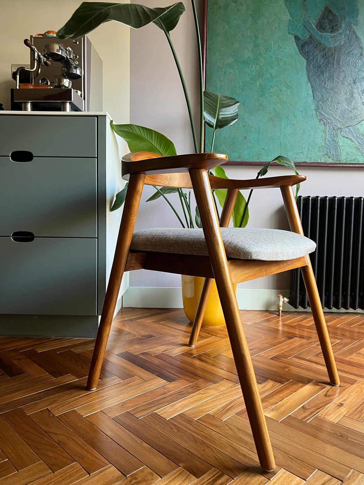 4 Massief Teakhouten eetkamer stoelen, Ophalen, Bruin, Zo goed als nieuw, Vier