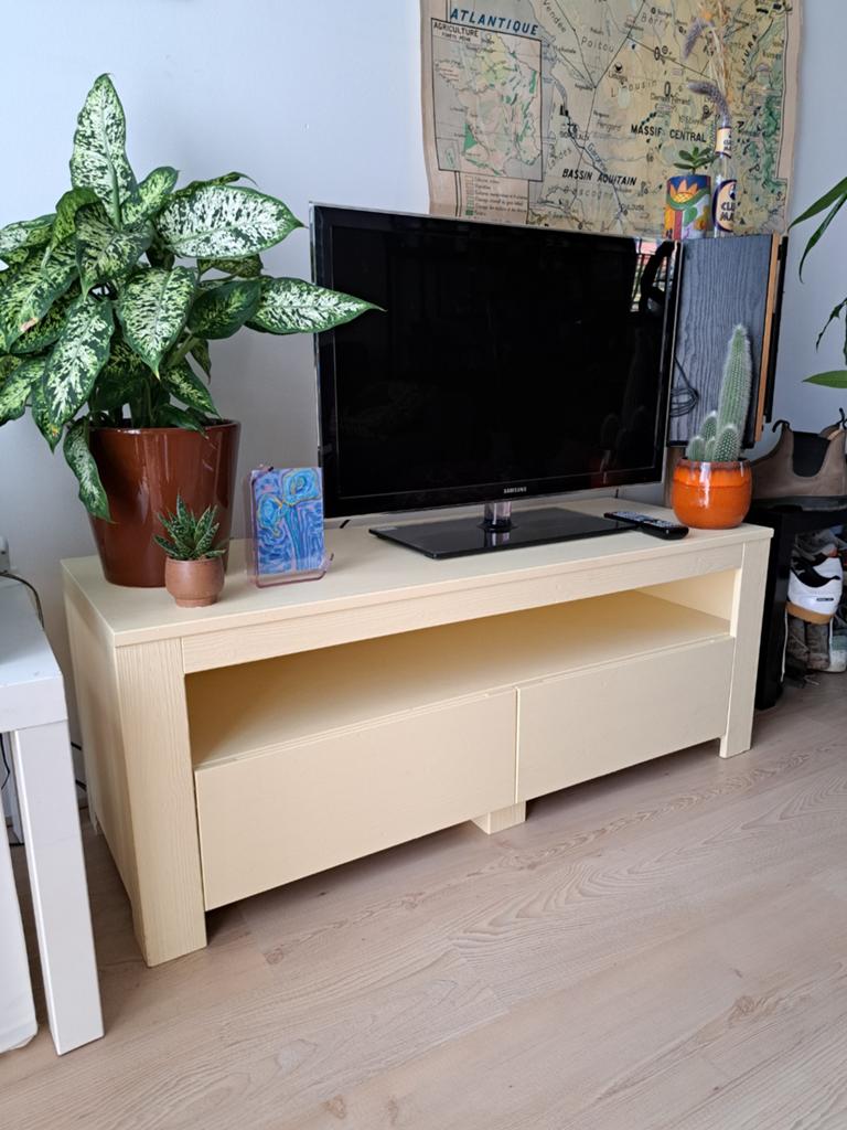 TV meubel geel, Ophalen, 100 tot 150 cm, Zo goed als nieuw, Minder dan 100 cm