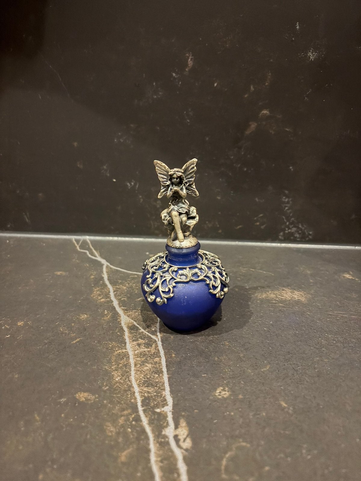 Vintage Fairy Perfume Bottle Cobalt Blue Glass, Ophalen of Verzenden