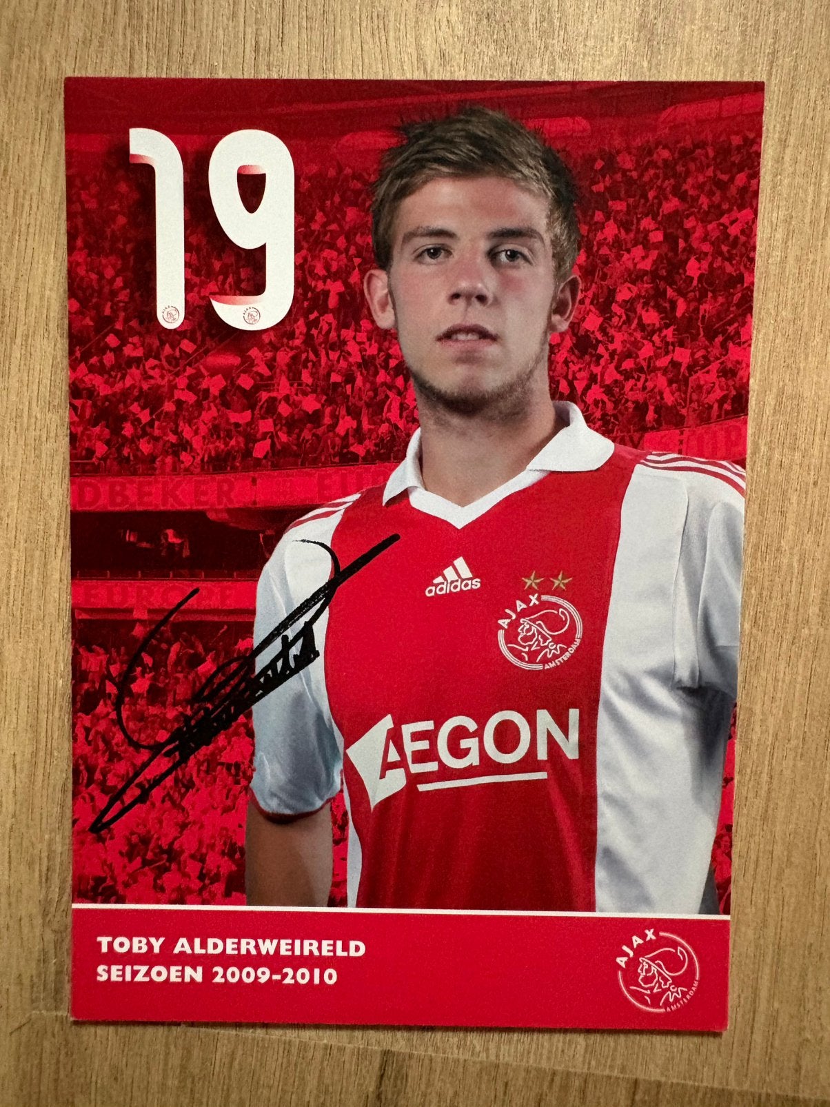 Fotokaart Toby Alderweireld (Ajax) met handtekening., Verzamelen, Ophalen of Verzenden, Nieuw, Ajax, Spelerskaart