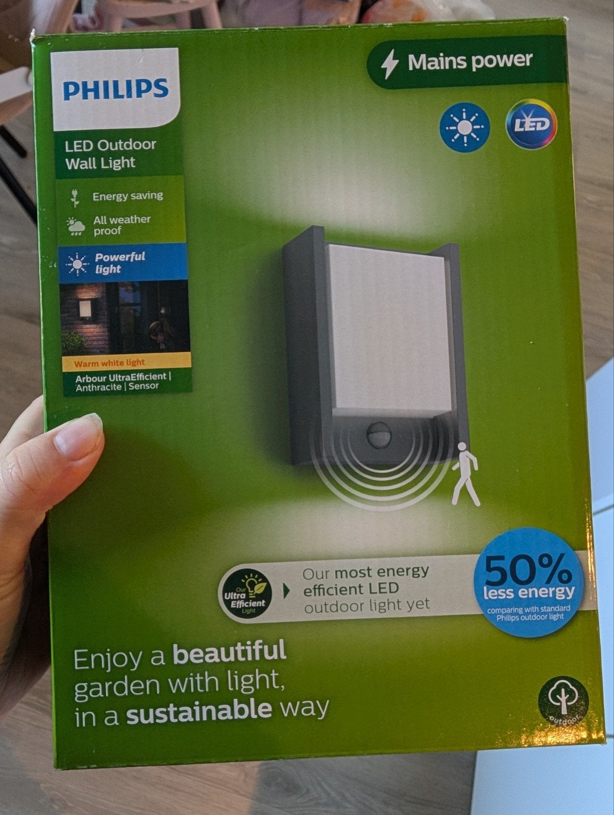 Nieuwe Philips LED Buiten Wandlamp met Sensor, Kunststof, Led, Minder dan 50 watt, Wandlamp
