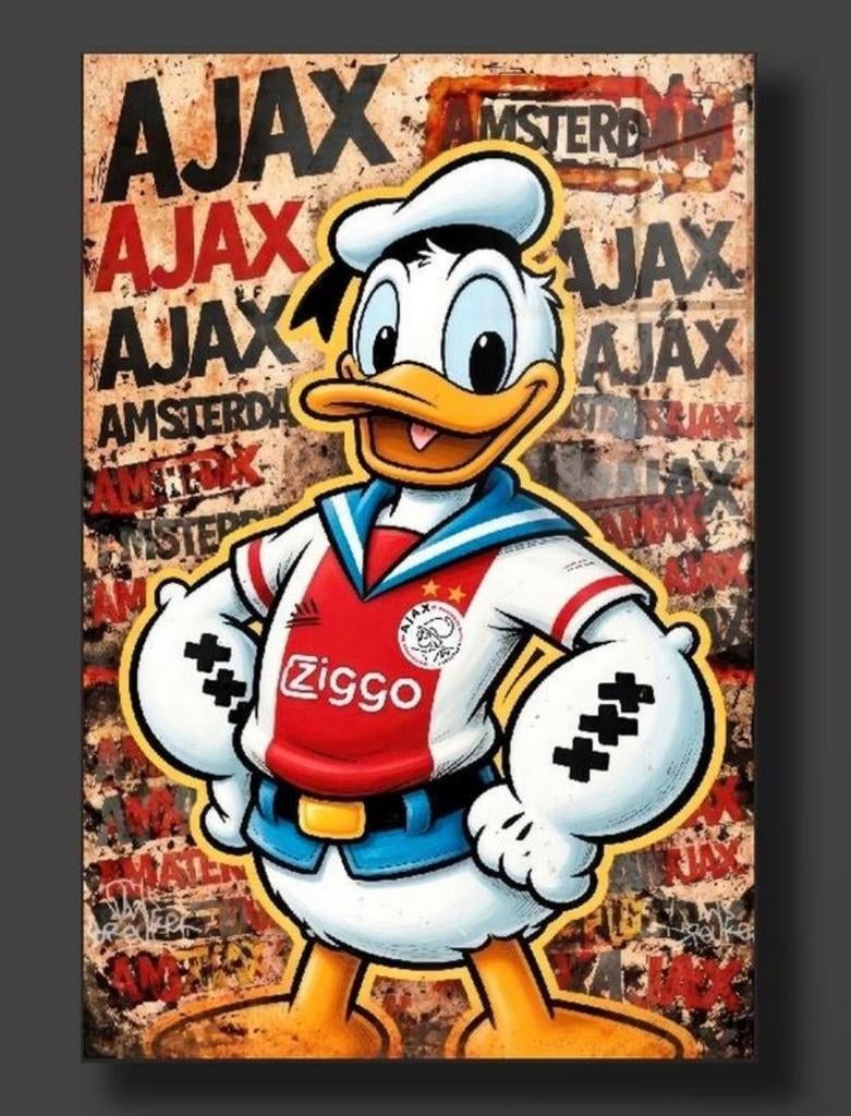Ajax Donald Duck Schilderij (50x80), Ophalen of Verzenden, Nieuw, Schilderij