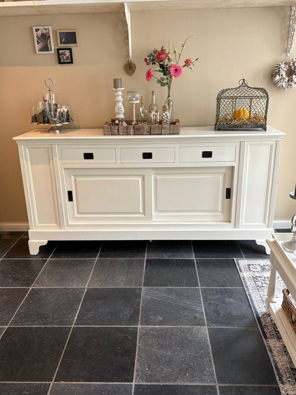 Crèmekleurig dressoir met lades en deuren, Ophalen, Gebruikt, 150 tot 200 cm, Met lade(s)