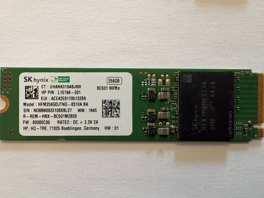 15 x SK hynix BC501 256GB NVMe M.2 SSD, Intern, Gebruikt, 256GB, Verzenden