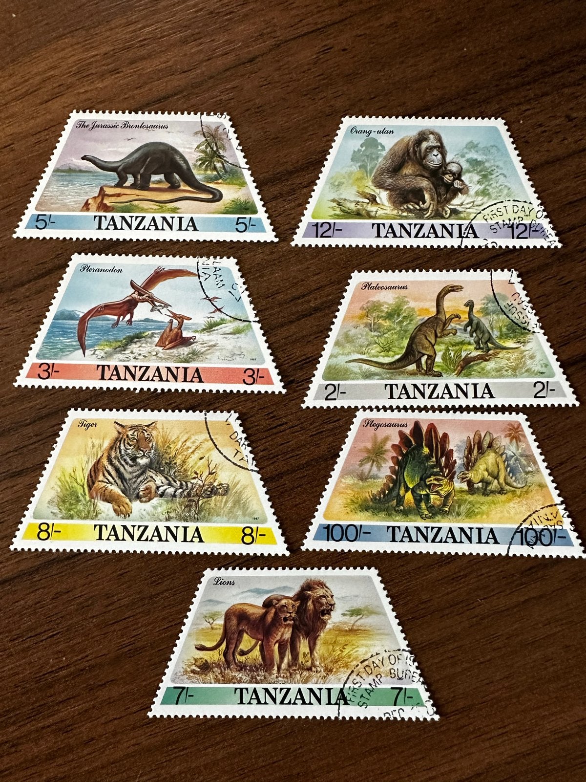 Tanzania 1988 - Prehistorische Dieren Postzegels (Gestempeld, Ophalen of Verzenden, Tanzania, Gestempeld