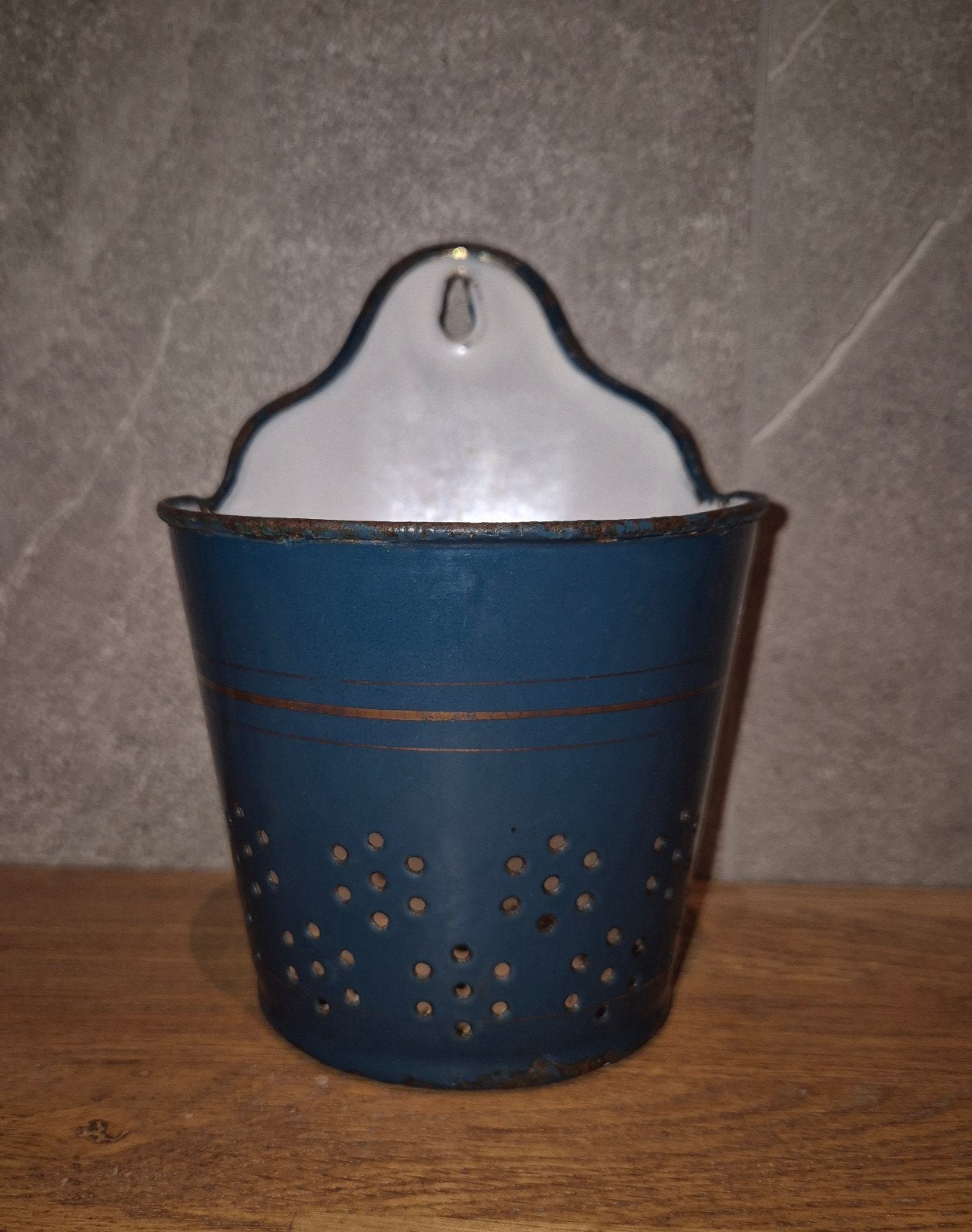 Oude Emaille Petrol blauw zeepbakje zeepkop, Ophalen of Verzenden