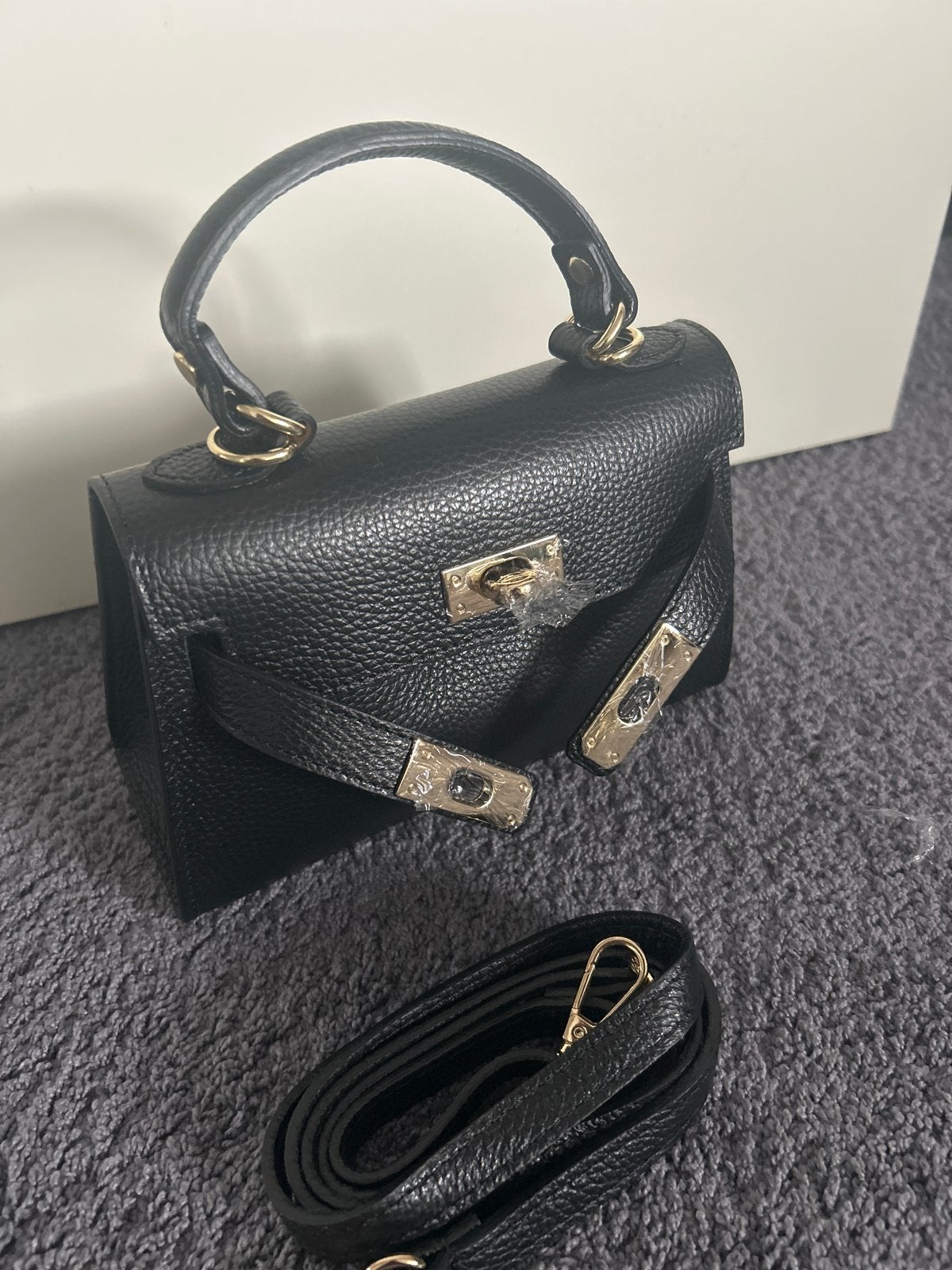 Gloednieuwe Zwarte Leren Handtas - Made in Italy, Ophalen of Verzenden, Nieuw, Zwart, Handtas