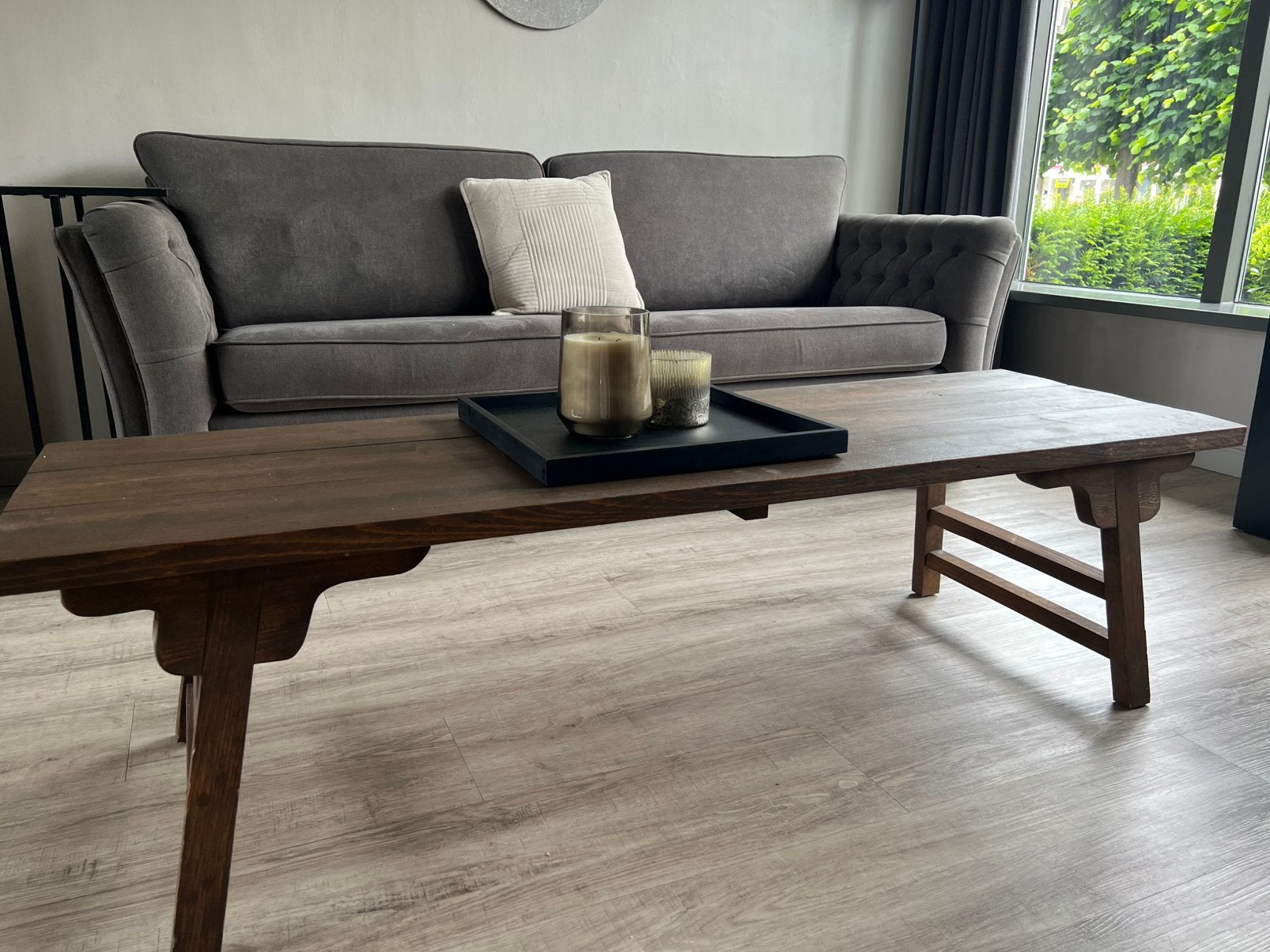 Houten salontafel 160x50 - Landelijke stijl, Huis en Inrichting, Tafels | Salontafels, Ophalen, Gebruikt, 100 tot 150 cm, 50 tot 100 cm