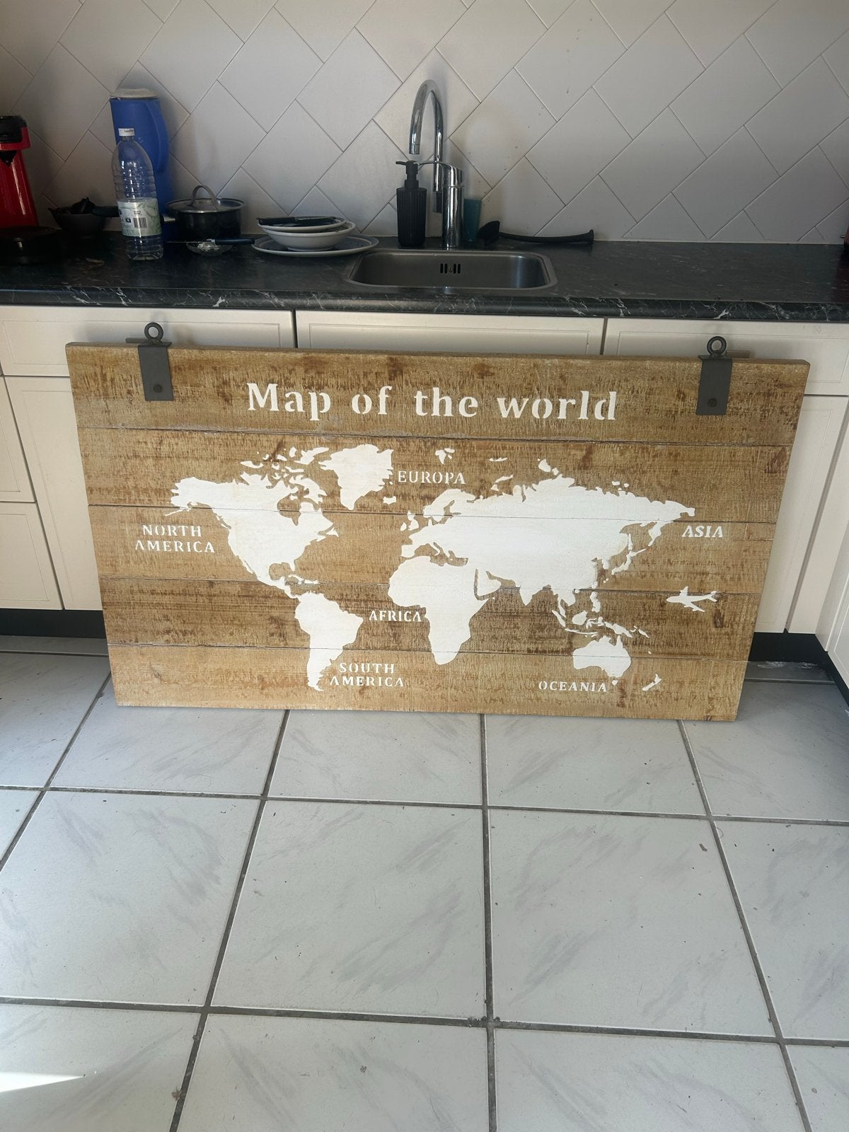 Houten Wereldkaart Wanddecoratie - Vintage Stijl, Ophalen, Gebruikt, Hout, Vintage
