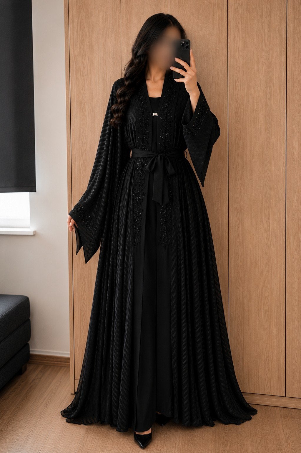 Prachtige Egyptische 2-delige A-lijn abaya met bijpassend ce, Kleding | Dames, Jurken, Zwart, Maat 46/48 (XL) of groter, Nieuw
