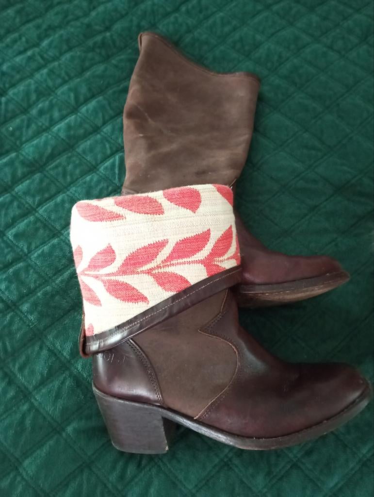 Blei ji cowboy laarzen gelooid leer met motief 41, Bruin, Lage of Enkellaarzen, Ophalen of Verzenden, Onbekend