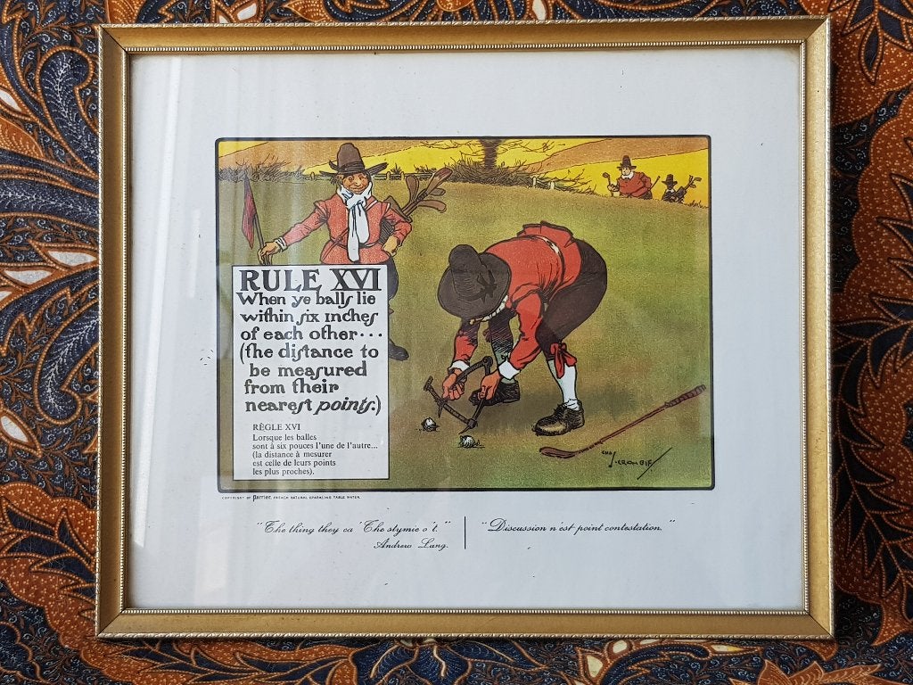 Mooie oude Engelse ingelijste Perrier litho met golfspelers., Antiek en Kunst, Kunst | Litho's en Zeefdrukken, Ingelijst, Ophalen of Verzenden