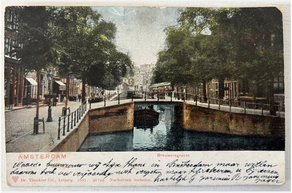 Oude Ansichtkaart - Amsterdam - Brouwersgracht, Verzamelen, Ophalen of Verzenden, Voor 1920, Gelopen, Noord-Holland